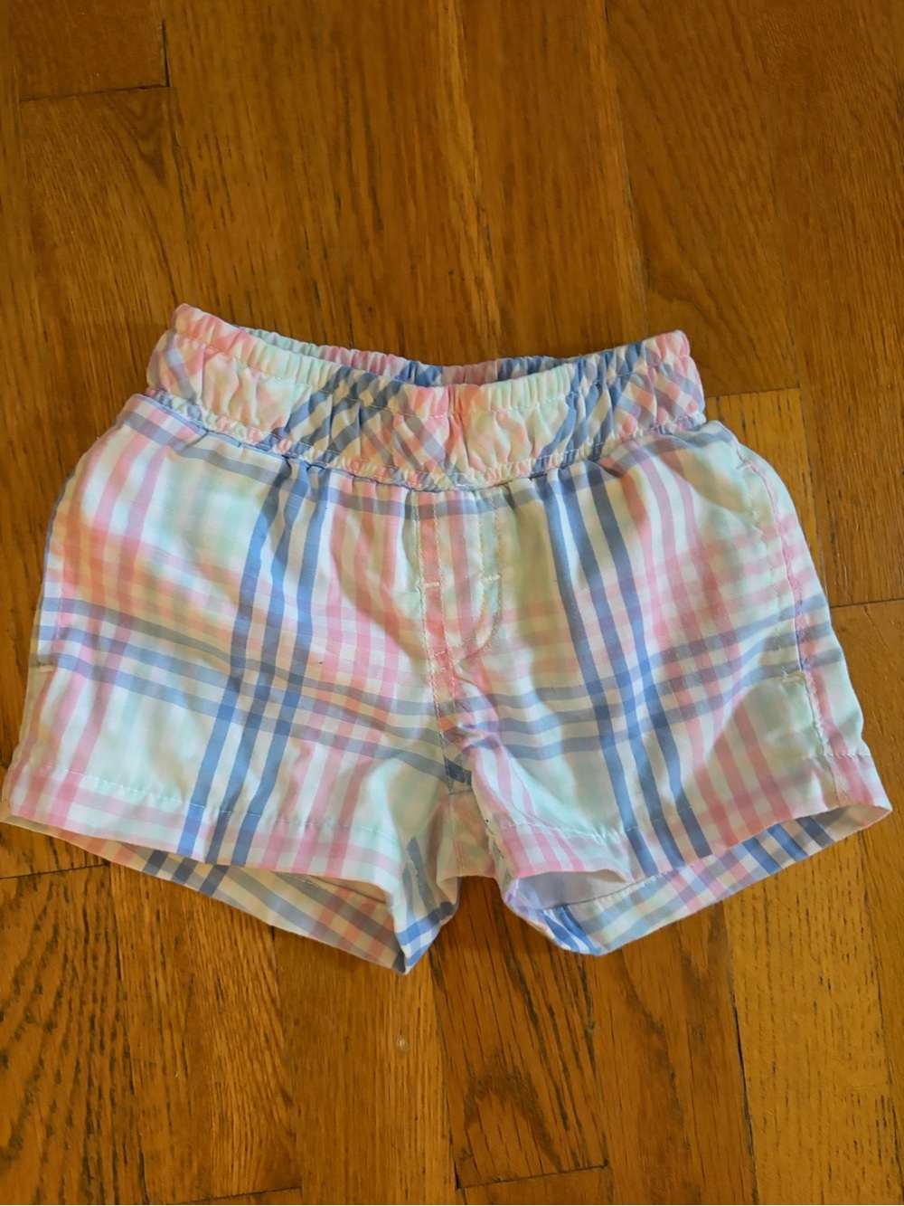 The Beaufort Bonnet Company Pastel Plaid Baby Shorts - Pink & Blue